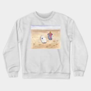 Female Surfer at the Beach Crewneck Sweatshirt